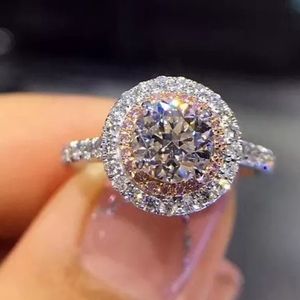 Stamped sterling silver round cut diamond ring